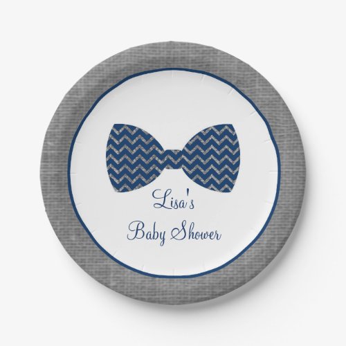 Bow Tie Chevron Baby Shower Paper Plates