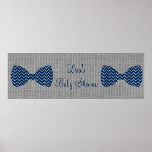 Bow Tie Chevron Personalized Baby Shower Banner Poster