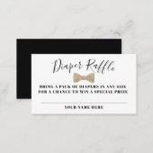 Bow Tie Diaper Raffle Ticket, Gold Faux Glitter Enclosure Card (Front/Back)