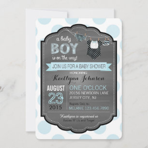 Bow-tie Diapers and Booties Baby Shower Invitation