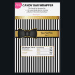 Bow Tie Gold Black Candy Wrapper Bar Chocolate<br><div class="desc">Gold/Black Bowtie Chocolate Bar Label customized for any occasion - baby shower,  birthday. Nutrition facts are EDITABLE! Add more fun to your party with this personalizable favors.</div>