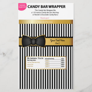 Bow Tie Gold Black Candy Wrapper Bar Chocolate