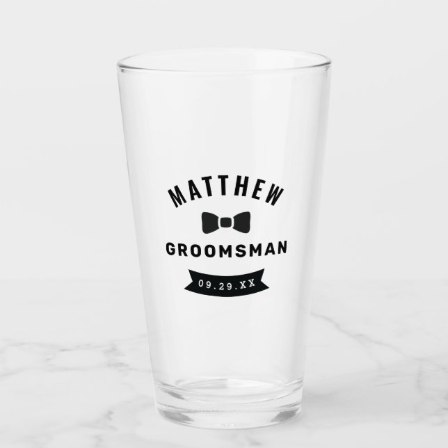 Bow Tie Groomsman Glass (Front)