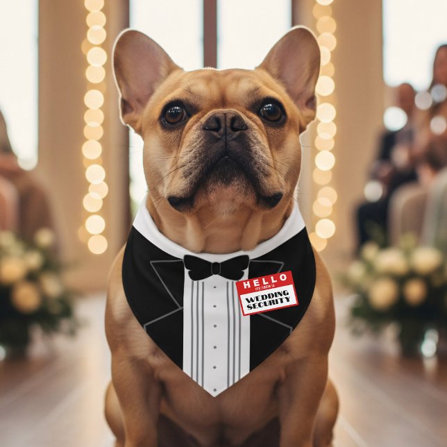 Bow Tie Hello My Name is Wedding Security Dog Pet Bandana Collar (Your furry ring bearer will look picture-perfect and ready for duty!)