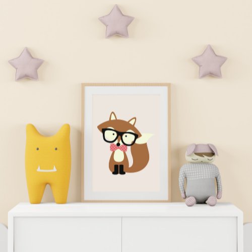 Bow Tie Hipster Brown Fox Poster