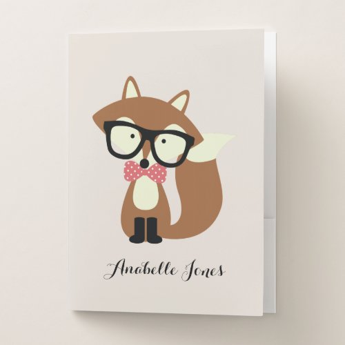 Bow Tie Hipster Fox Pocket Folder Bow Tie Hipster Fox Pocket Folder
