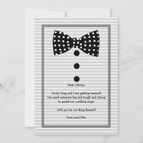 Bow Tie Identity Gray Ring Bearer Request Card