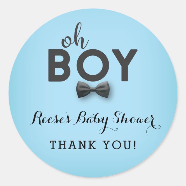 Bow Tie Little Man Baby Shower Favor Sticker (Front)