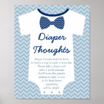 Bow Tie Little Man Diaper Thoughts Poster
