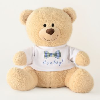 Bow Tie Oh Boy Baby Shower Gift Teddy Bear by DreamProject at Zazzle