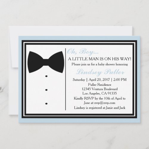 Bow Tie Oh Boy Baby shower Invitation