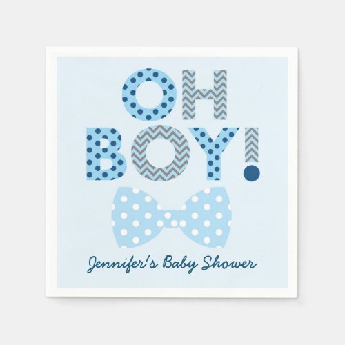 Bow Tie Oh Boy Baby Shower Paper Napkins
