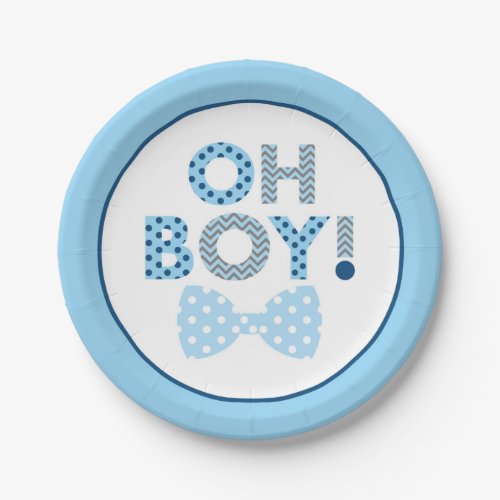 Bow Tie Oh Boy Baby Shower Paper Plates