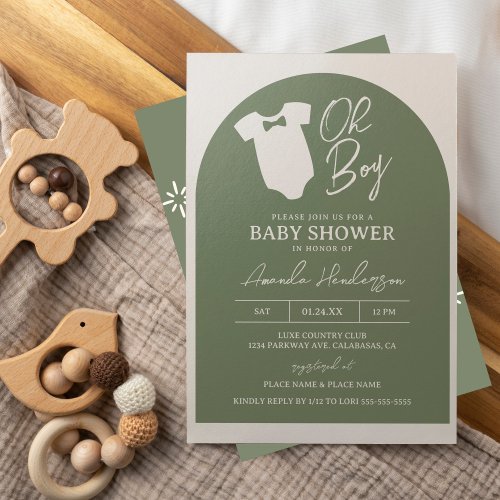 Bow Tie Sage Green Baby Shower Invitation
