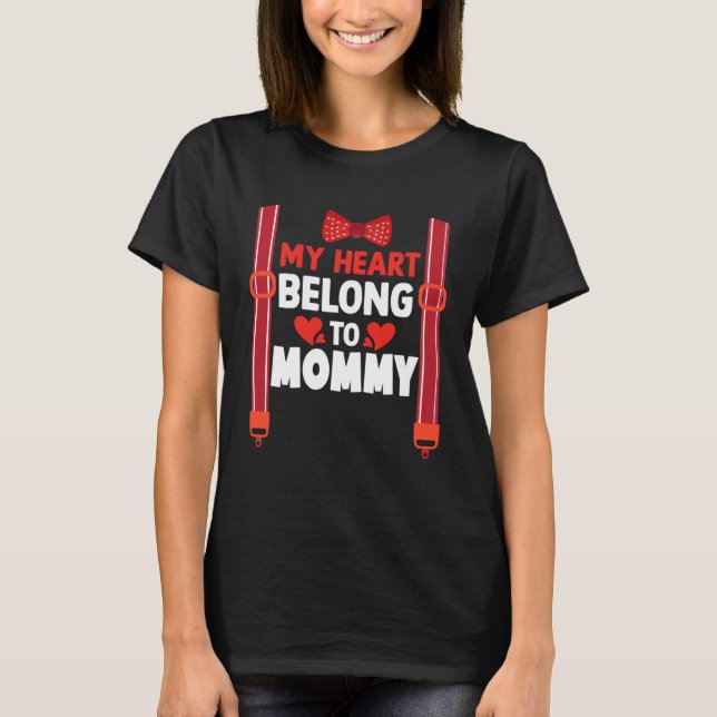 Bow Tie Suspenders Mommy Mothers Day For Toddler B T-Shirt (Front)