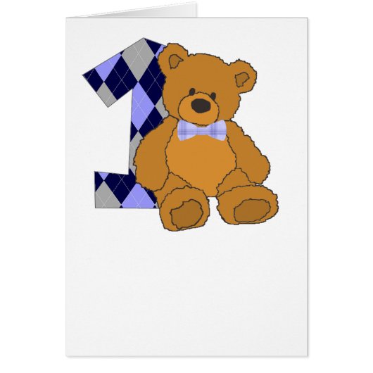 Bow Tie Teddy Bear with Number 1 (Front)
