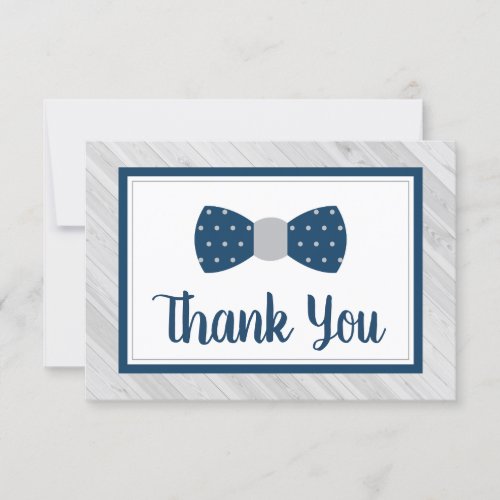 Bow Tie Thank You Card Navy Gray