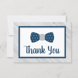 Bow Tie Thank You Card, Navy, Gray Card