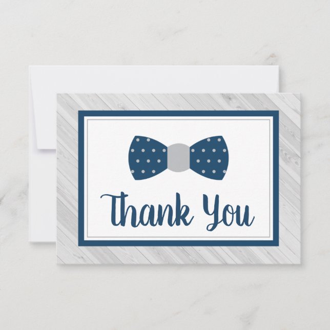 Bow Tie Thank You Card, Navy, Gray Card (Front)