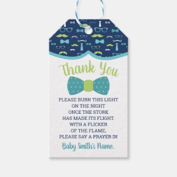 Bow Tie Thank You Favor Tag  Blue  Green Gift Tags by DeReimerDeSign at Zazzle
