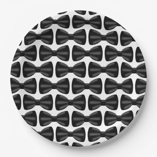 Bow Tie Themed Birthday Baby Shower Paper Plates (Front)