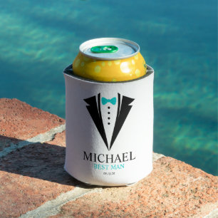 Bow Tie Tuxedo "Best Man" Personalized Can Cooler