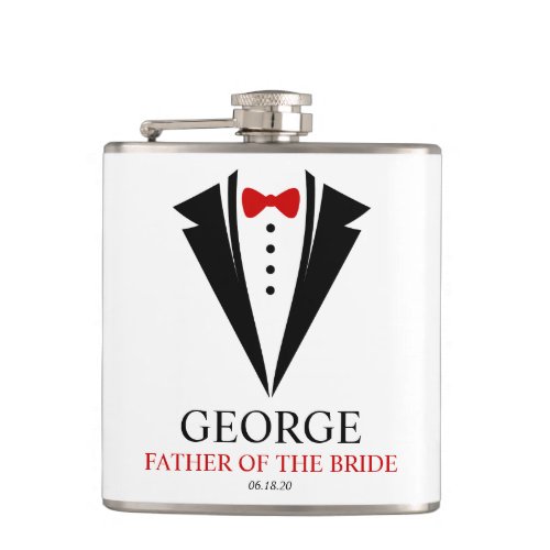 Bow Tie Tuxedo Father of the Bride Personalized Flask