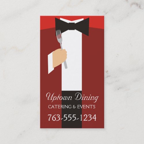 bow tie tuxedo fork chef catering business cards