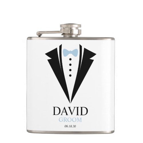 Bow Tie Tuxedo Groom Personalized Flask