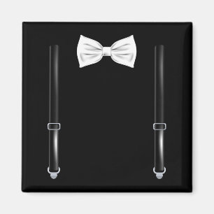Bow Tie With Suspenders Funny Wedding And Special Magnet
