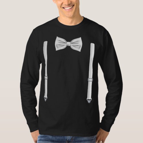 Bow Tie With Suspenders Funny Wedding T_Shirt
