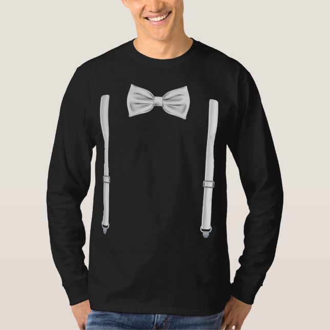 Bow Tie With Suspenders Funny Wedding T-Shirt (Front)