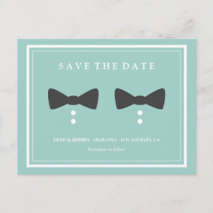 Bow Ties  - Gay Wedding Save the Date Announcement Postcard