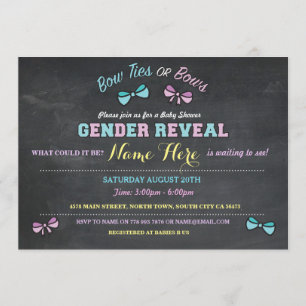 Bow Ties or Bows Gender Reveal Baby Shower invite