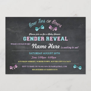Bow Ties or Bows Gender Reveal Baby Shower invite