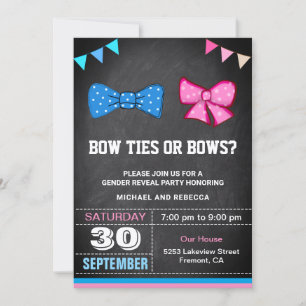 Bow Ties or Bows Gender Reveal Party Invitation