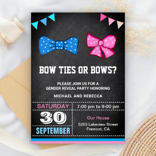 Bow Ties or Bows Gender Reveal Party Invitation