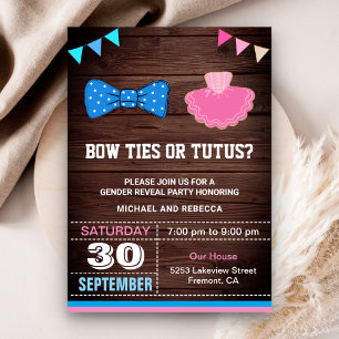 Bow Ties or Tutus Gender Reveal Party Invitation