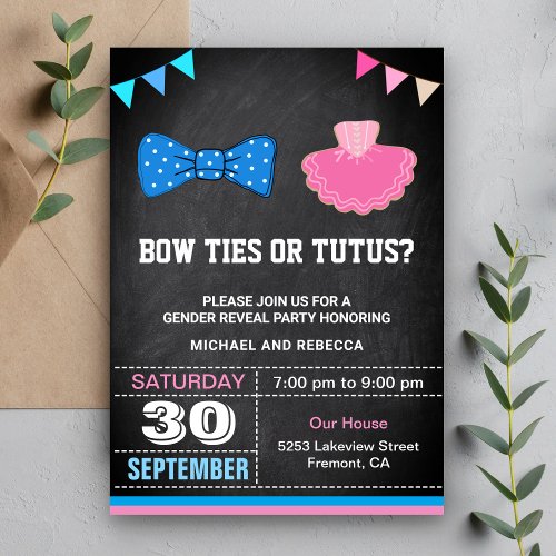 Bow Ties or Tutus Gender Reveal Party Invitation