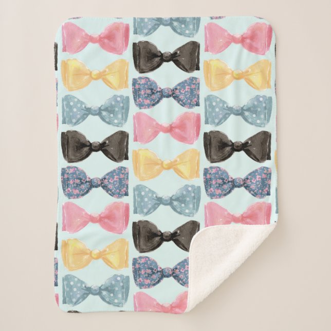 Bow Ties Sherpa Blanket (Front)