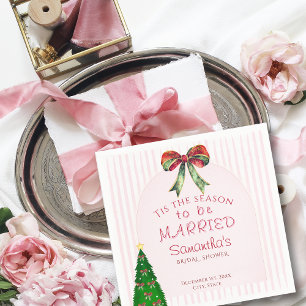 Bow Tis The Season To Be Married Bridal Shower Napkins