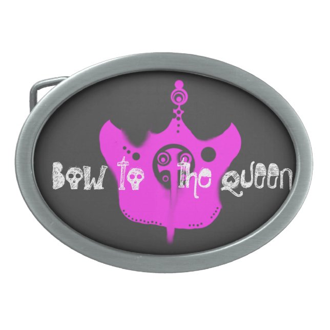 "Bow To The Queen" Punk Princess Belt Buckle (Front)