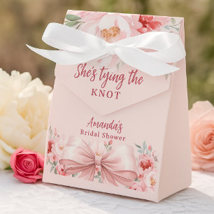 Bow tying the knot pink florals Bridal Shower Favor Boxes
