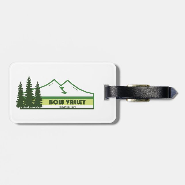 Bow Valley Provincial Park Green Stripes Luggage Tag (Back Horizontal)