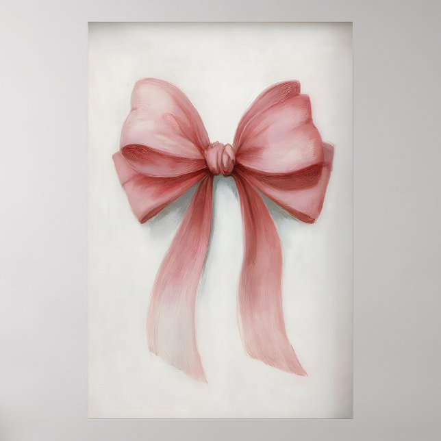 Bow Wall Art Print, Pink Bow Prints, Girls Bedroom (Front)