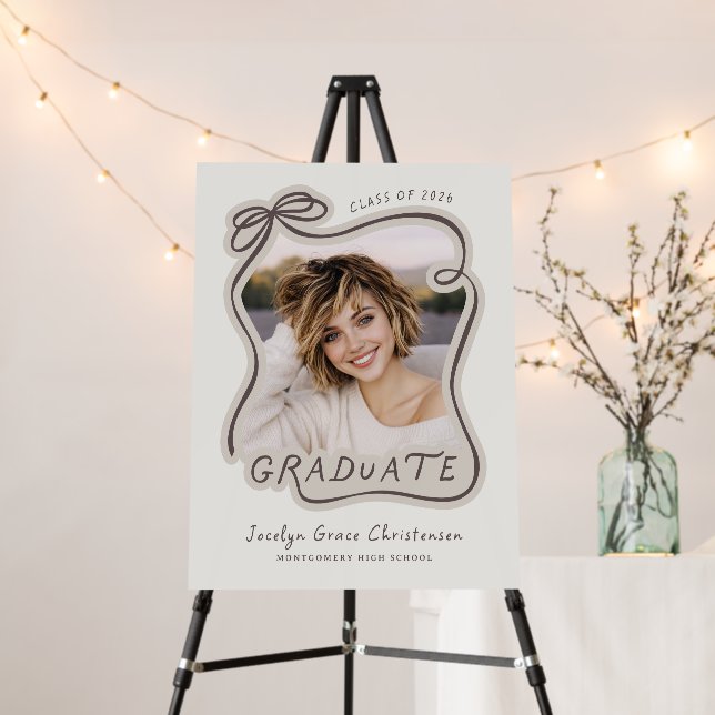 Bow Wavy Frame Photo Graduation  Foam Board (In Situ (Stand))