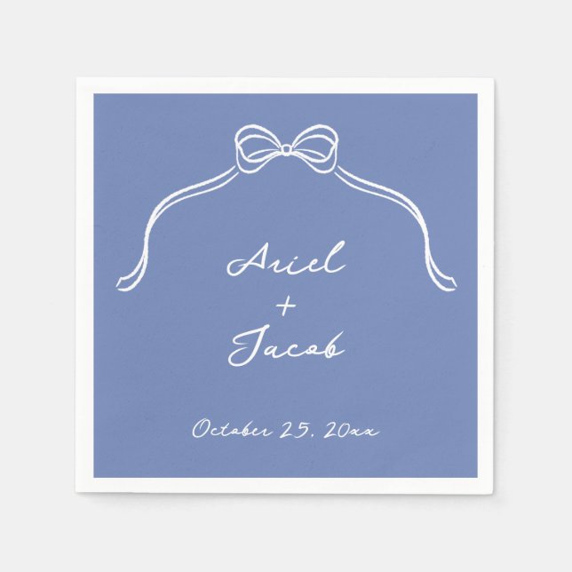 Bow Wedding Paper Napkins, Standard Cocktail Napkins (Front)