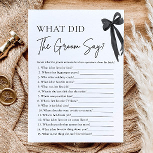 Bow What Did The Groom Say Bridal Shower Game Invitation