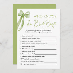Bow Who Knows The Bride Best Bridal Shower Game Invitation