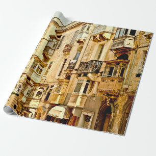 Bow windows in Maltamalta,window,antique,architect Wrapping Paper